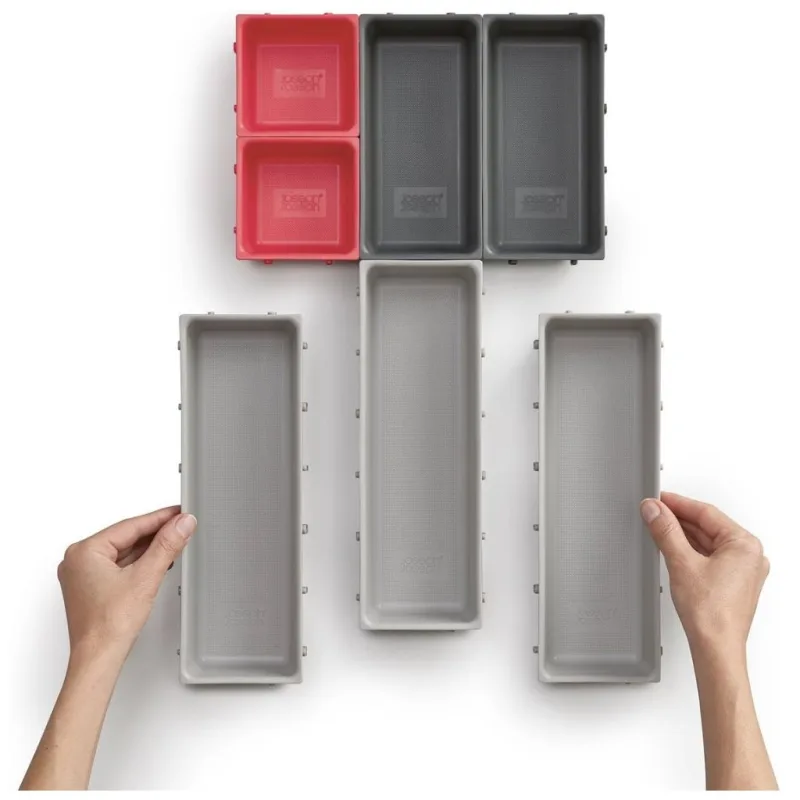 Duo Set 7 piese organizare tacamuri Gri/Rosu - JosephJoseph - Image 4