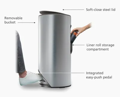 Coș de gunoi Arc 30L - Gri - JosephJoseph