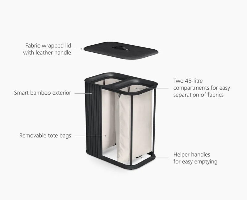 Cos de rufe 2 compartimente Tota Luxe 90L Negru - JosephJoseph - Image 6