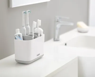 Organizator Periuta Dinti Easy-Store Large Gri/Alb - JosephJoseph