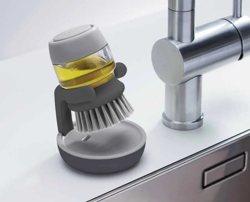 Perie Vase cu Recipient Dozare detergent Gri - JosephJoseph - Image 5