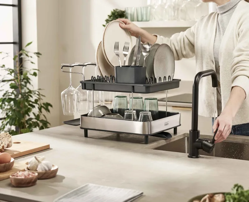 Uscator Vase Inox cu 2 nivele Gri - JosephJoseph - Image 1