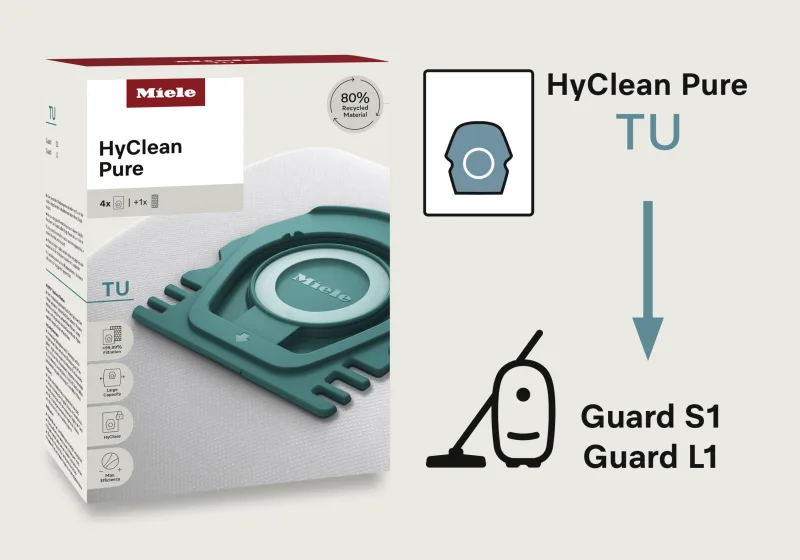Saci de aspirator TU HyClean Pure cu 1 filtru AirClean - Miele - Image 3