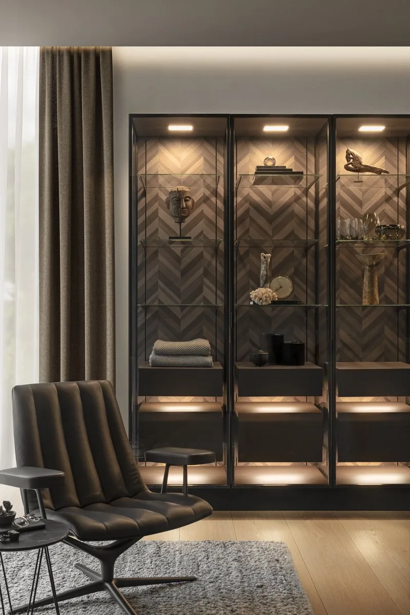 Vitrina de sticla bucatarii si living Siematic