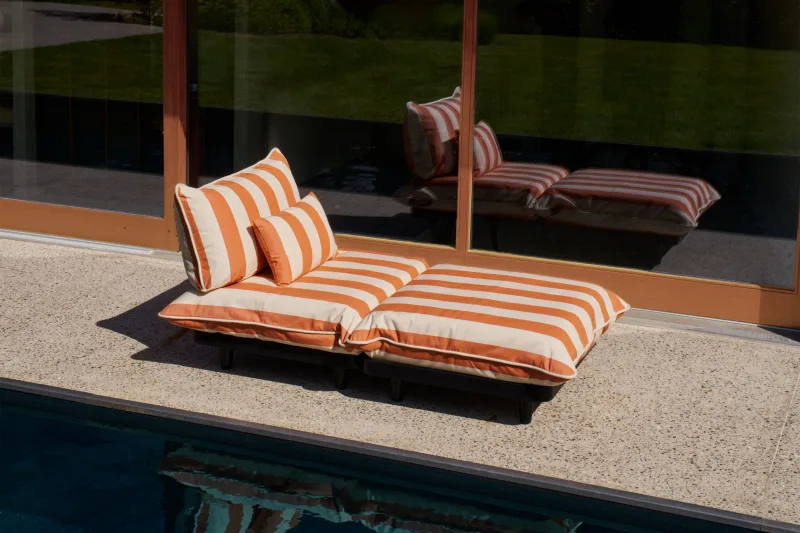 Taburet modular de exterior Fatboy Paletti Hocker Stripe Orange Creme - Image 2