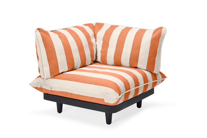 Colț de lounge modular de exterior Fatboy Paletti Corner Seat Right Stripe Orange Creme - Image 1
