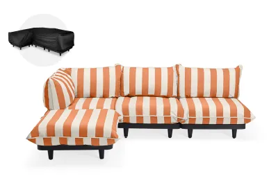 Set canapea lounge de exterior Fatboy Paletti Set Large Left Stripe Orange Creme