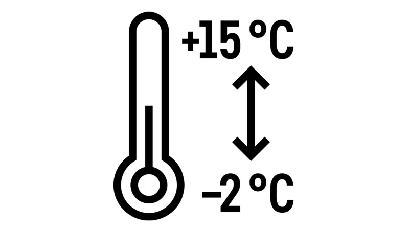 Domeniul de temperatură extins de la -2 °C la +15 °C