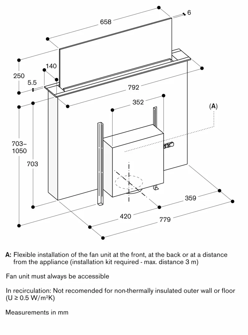 Ventilație de masă seria 200, 80 cm, montaj îngropat Gaggenau - Image 7