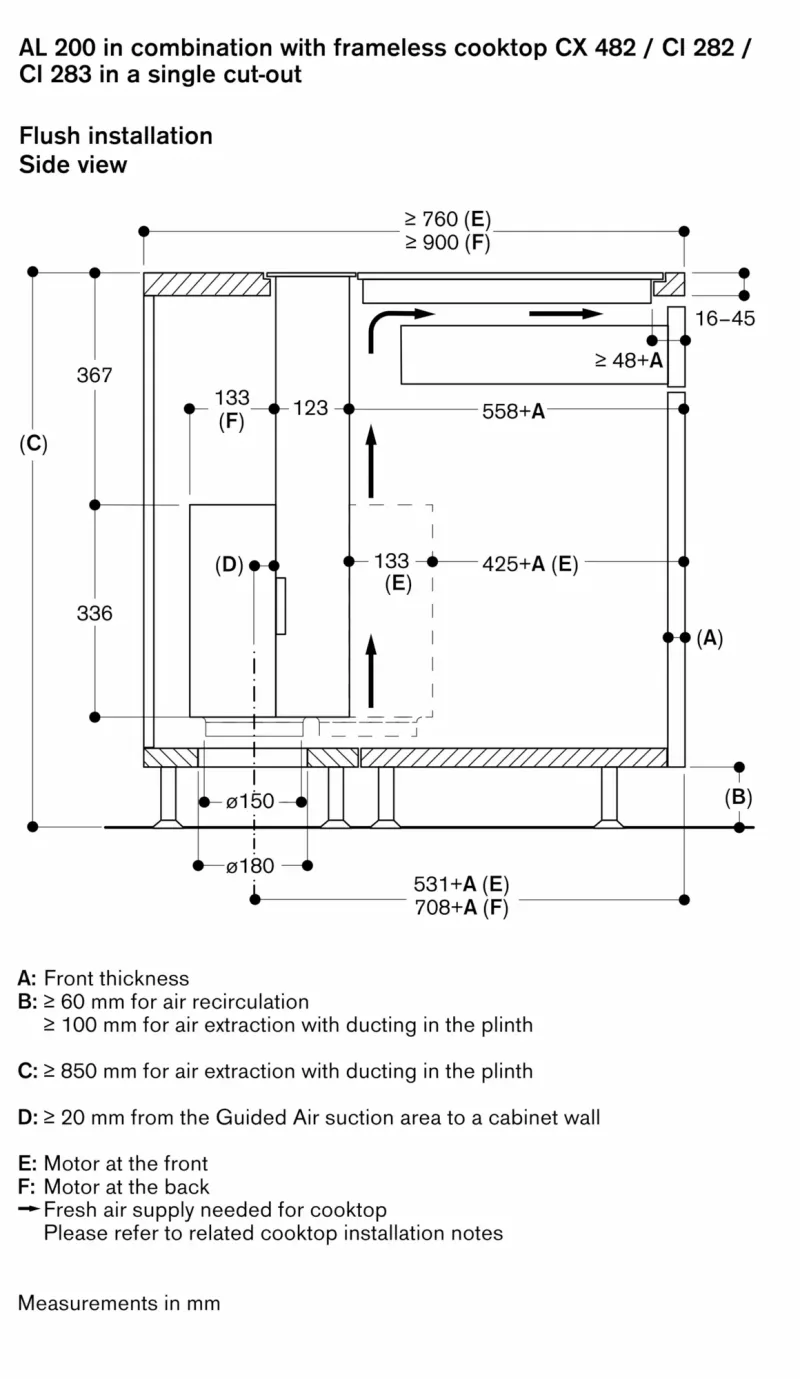 Ventilație de masă seria 200, 80 cm, montaj îngropat Gaggenau - Image 8