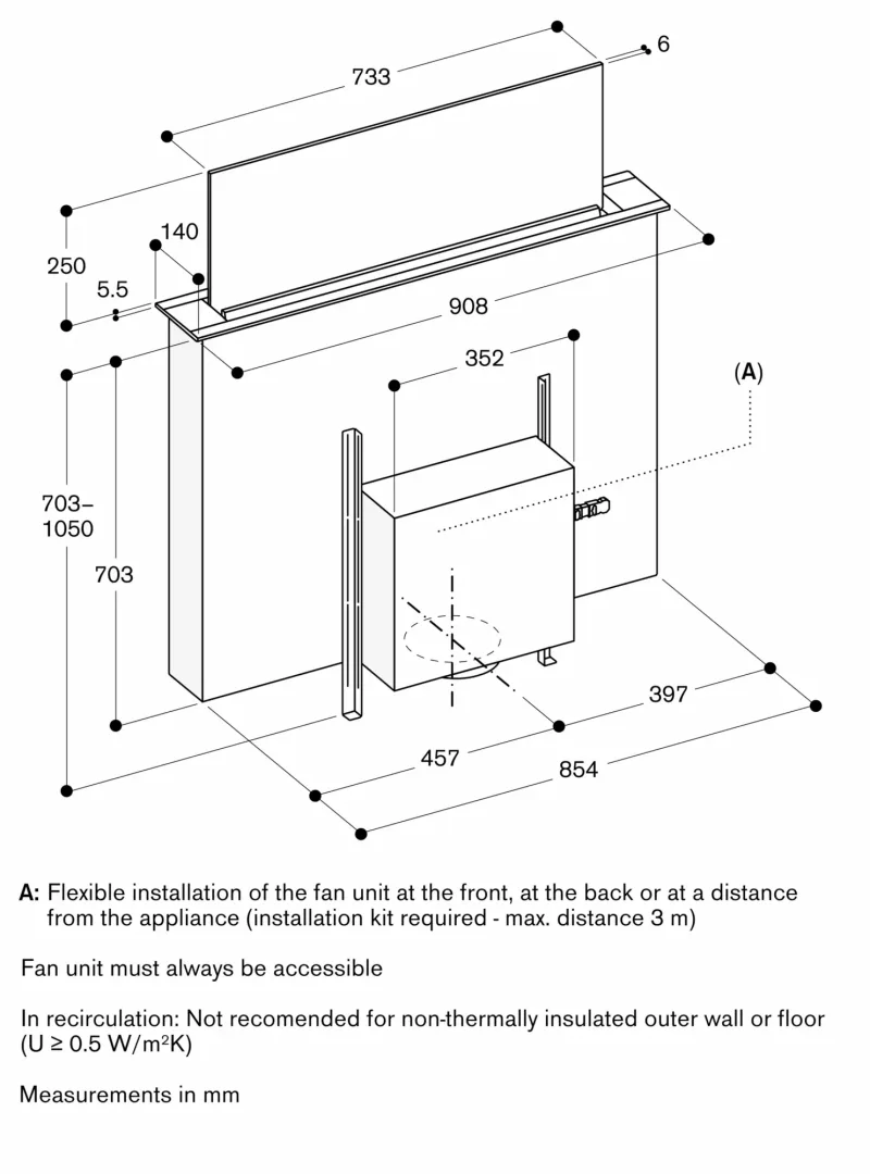Ventilație de masă seria 200, 90 cm, montaj îngropat Gaggenau - Image 7