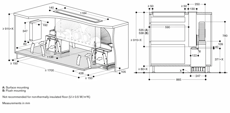 Ventilație de masă seria 400, 120 cm, oțel inoxidabil Gaggenau - Image 4