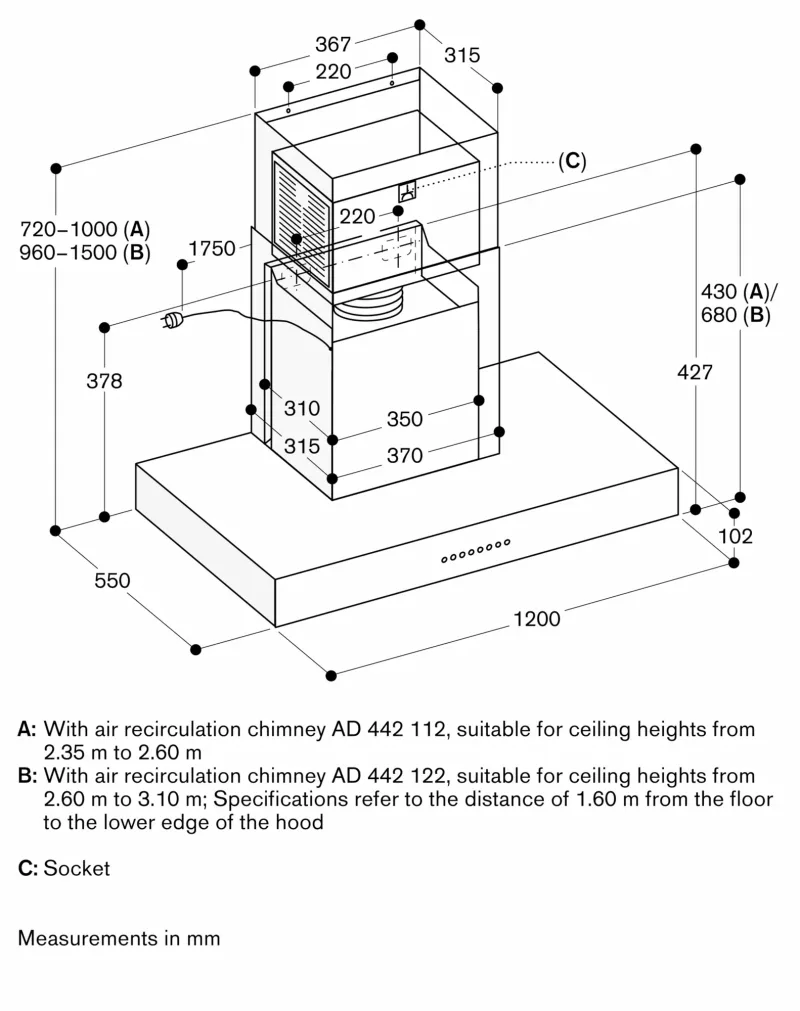 Hotă de perete seria 400, 120 cm, oțel inoxidabil Gaggenau - Image 6