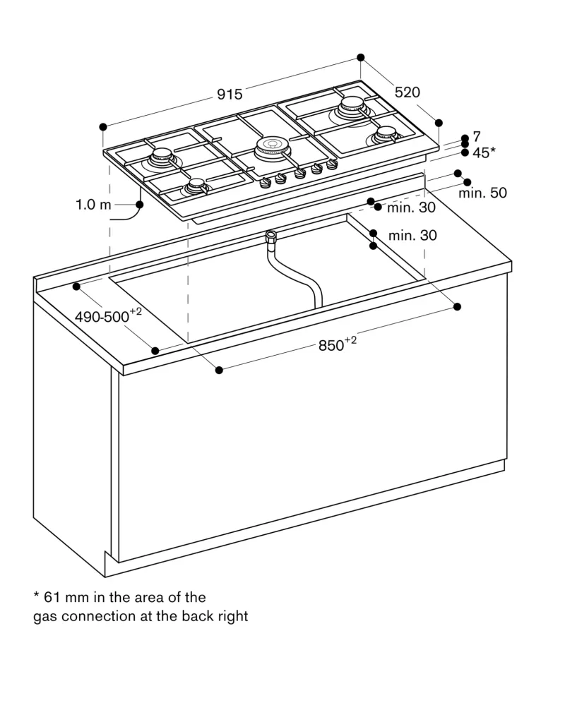 Plită pe gaz seria 200, 90 cm, gaz natural 20 mbar Gaggenau - Image 2