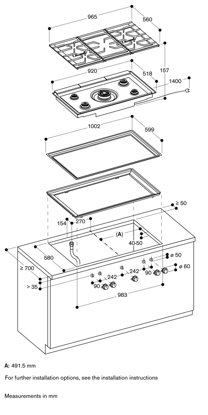Plită pe gaz seria 400, 100 cm, gaz natural 20 mbar Gaggenau - Image 7