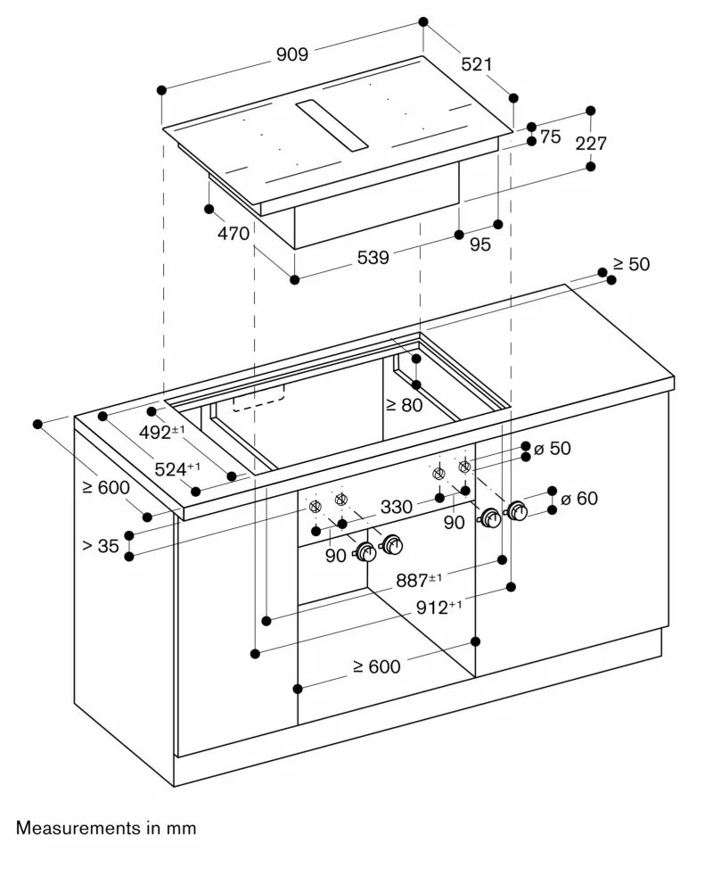 seria 400 Plită cu inducție Flex cu sistem de ventilație integrat 90 cm finisaj mat Gaggenau - Image 6
