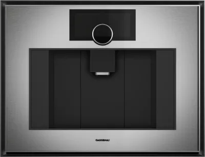 Espressor automat Gaggenau seria Expressive, 60 x 45 cm, oțel inoxidabil în spatele sticlei fumurii Gaggenau