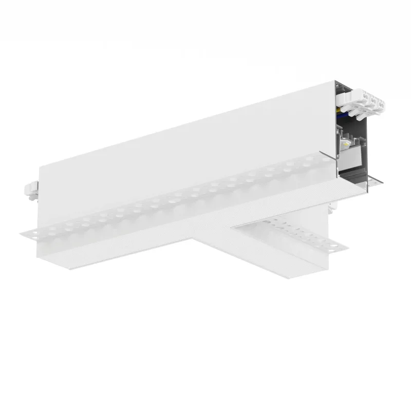 Conector unghiular la 90° în T XTRACE încastrat, 12,6 W, 3000K, DALI, 100°, CRI 90, alb sablat