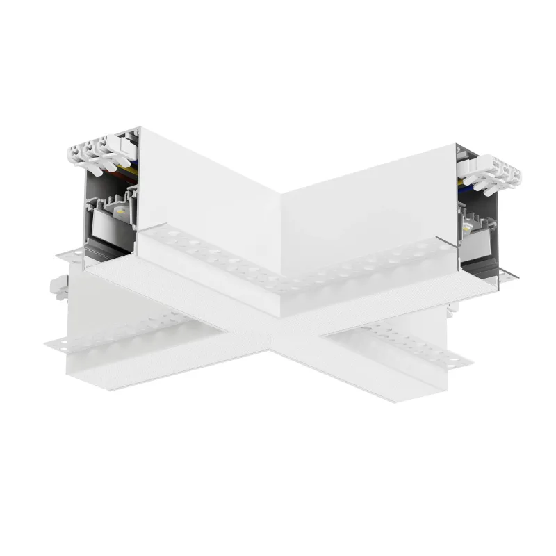 Conector unghiular la 90° în cruce XTRACE încastrat, 16,8 W, 3000K, 100°, CRI 90, alb sablat