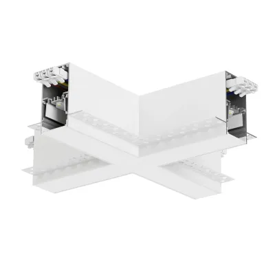 Conector unghiular la 90° în cruce XTRACE încastrat, 16,8 W, 3000K, 100°, CRI 90, alb sablat