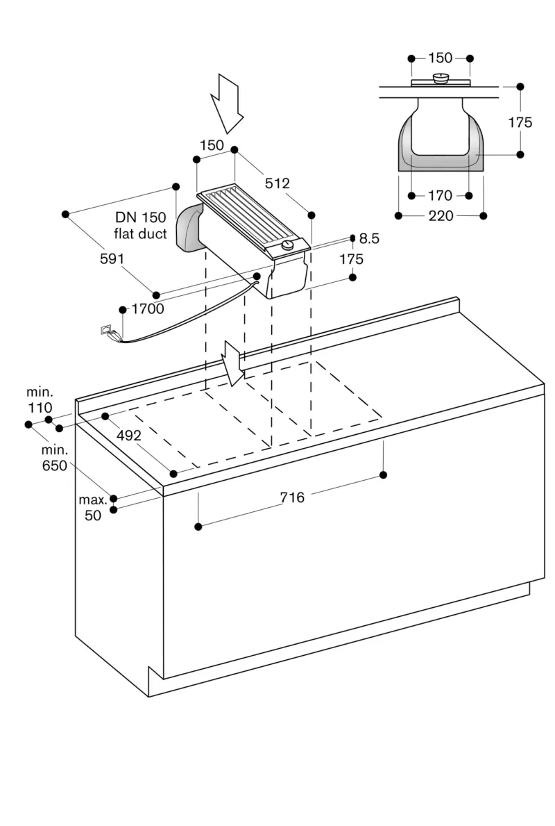 Sistem de ventilație downdraft Vario seria 200, 15 cm, Negru Gaggenau - Image 12