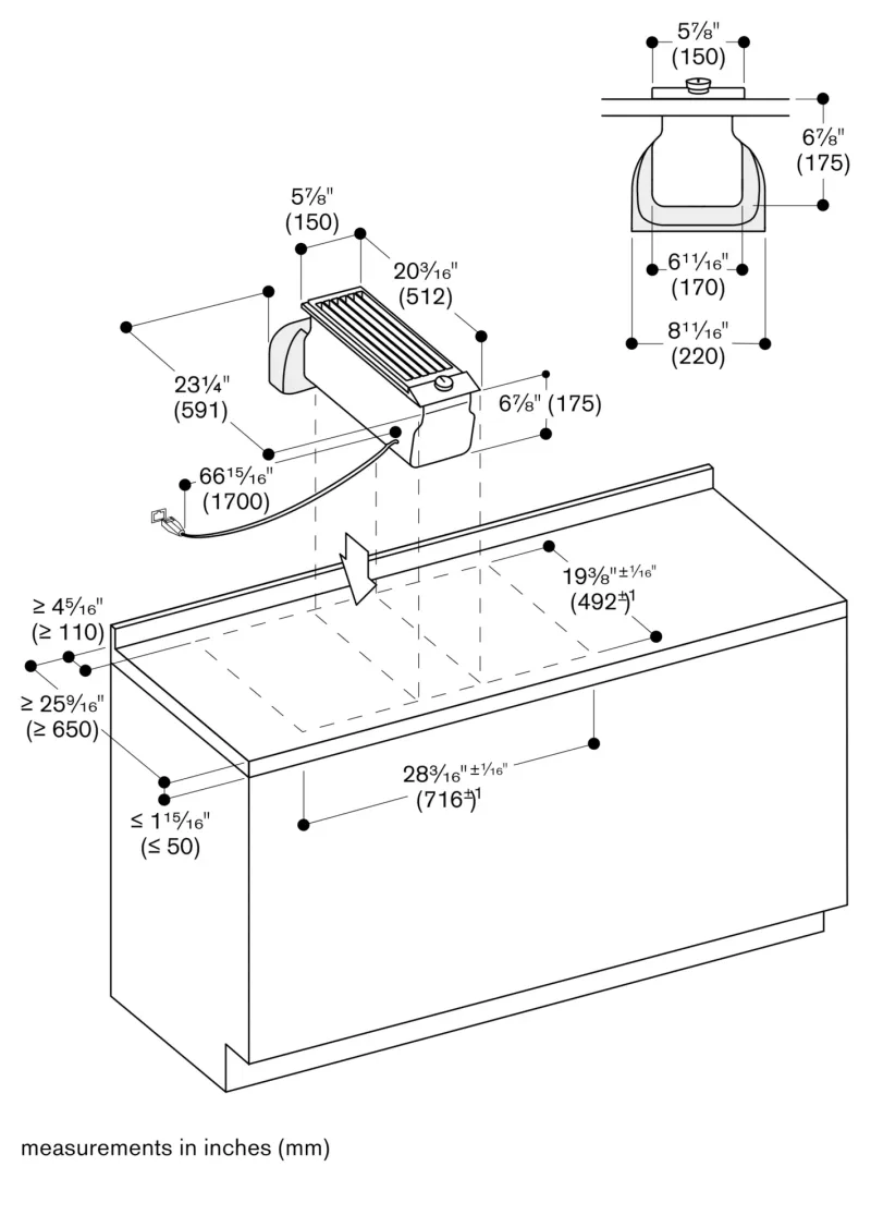Sistem de ventilație downdraft Vario seria 200, 15 cm, Negru Gaggenau - Image 18