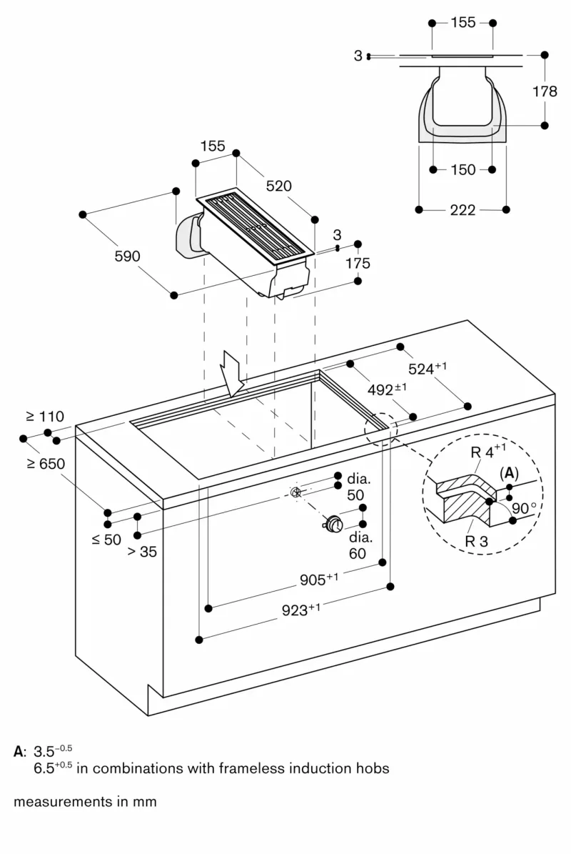 Sistem de ventilație downdraft Vario seria 400, 15 cm, Inox Gaggenau - Image 15