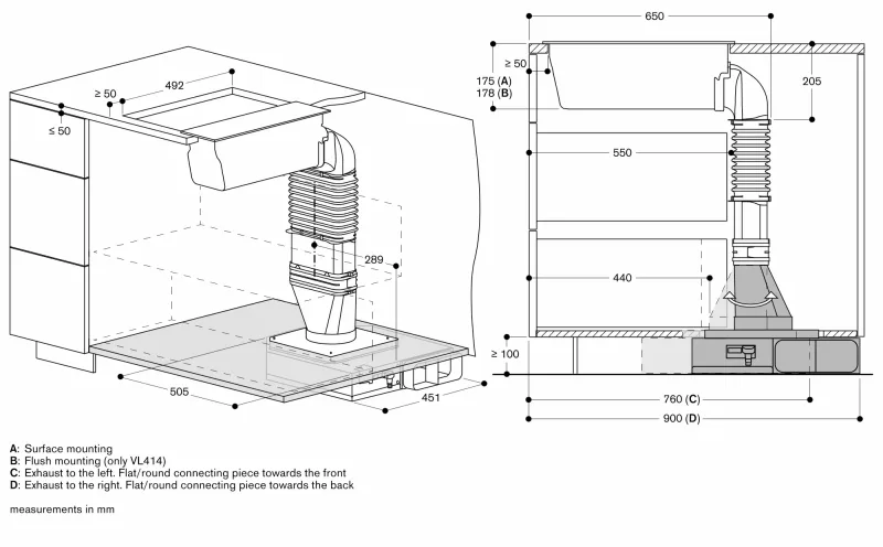Sistem de ventilație downdraft Vario seria 400, 15 cm, Inox Gaggenau - Image 16