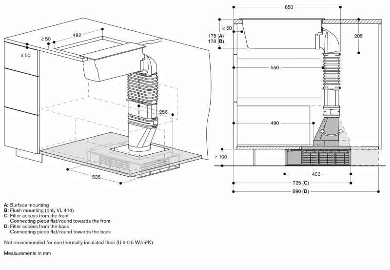 Sistem de ventilație downdraft Vario seria 400, 15 cm, Inox Gaggenau - Image 8