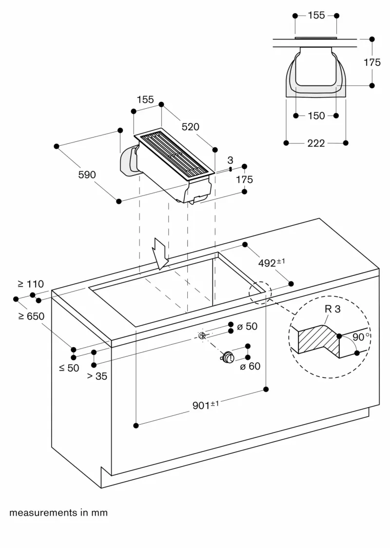 Sistem de ventilație downdraft Vario seria 400, 15 cm, Inox Gaggenau - Image 10