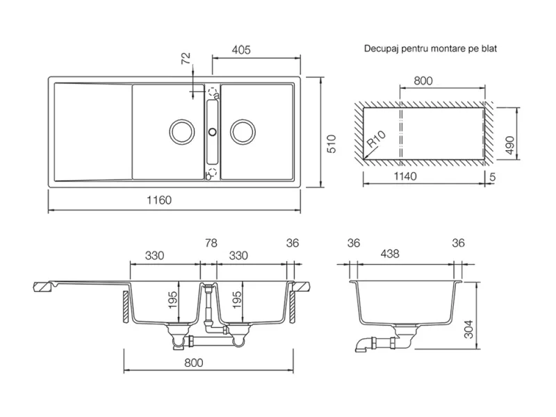 Chiuvetă granit Mono D-200 - Schock  - Image 4
