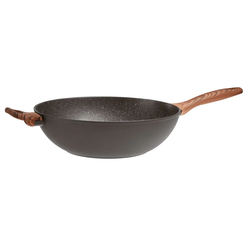 Tigaie Wok Non-Stick 32cm Rock'N'Rose gri cu capac - Sambonet - Image 2