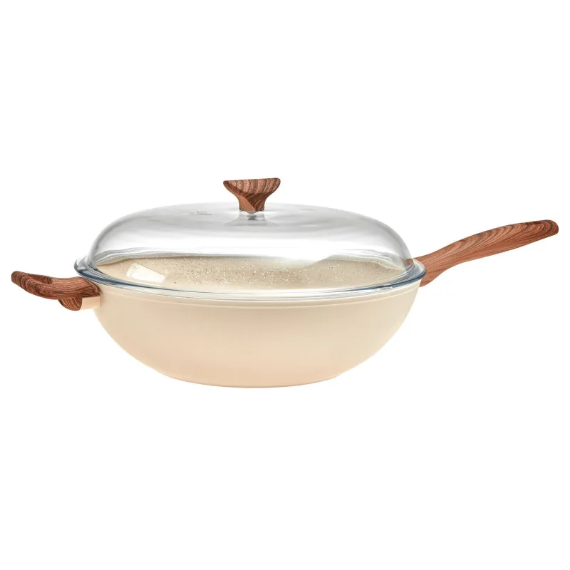 Tigaie Wok Non-Stick 32cm Rock'N'Rose soft rose cu capac - Sambonet - Image 1