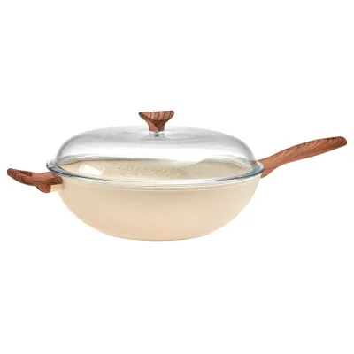 Tigaie Wok Non-Stick 32cm Rock'N'Rose soft rose cu capac - Sambonet