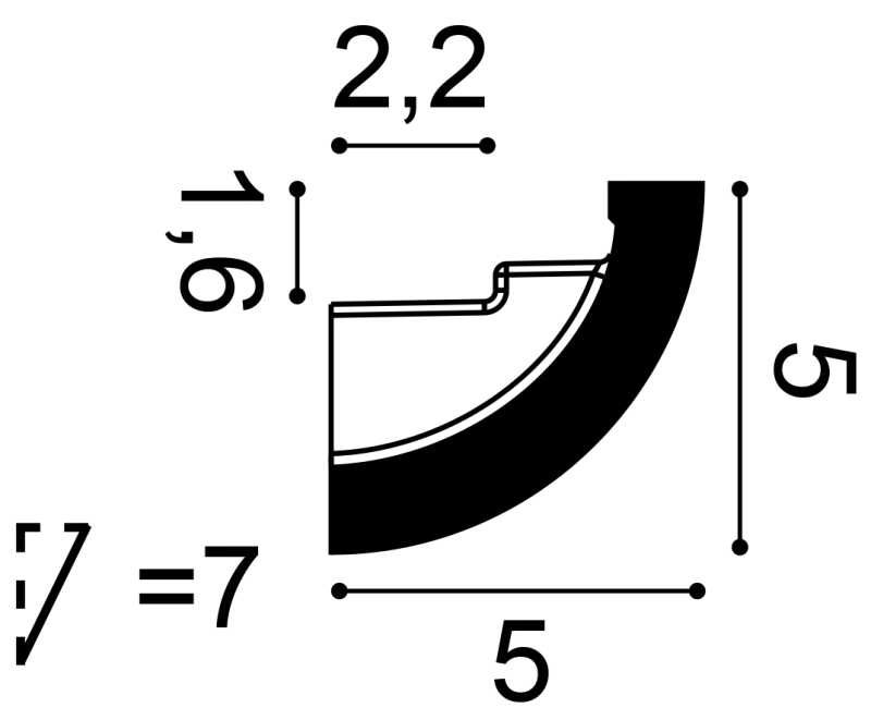 Profil LED C362 — cornișă circulară pentru iluminare indirectă, 5 cm - Image 3