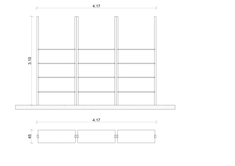 Rafuri cu structura de lemn si polite albe metalice - OUTLET - Image 2
